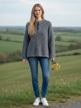ICEWEAR ICELAND Cozy Knit Henley Sweater Blue S